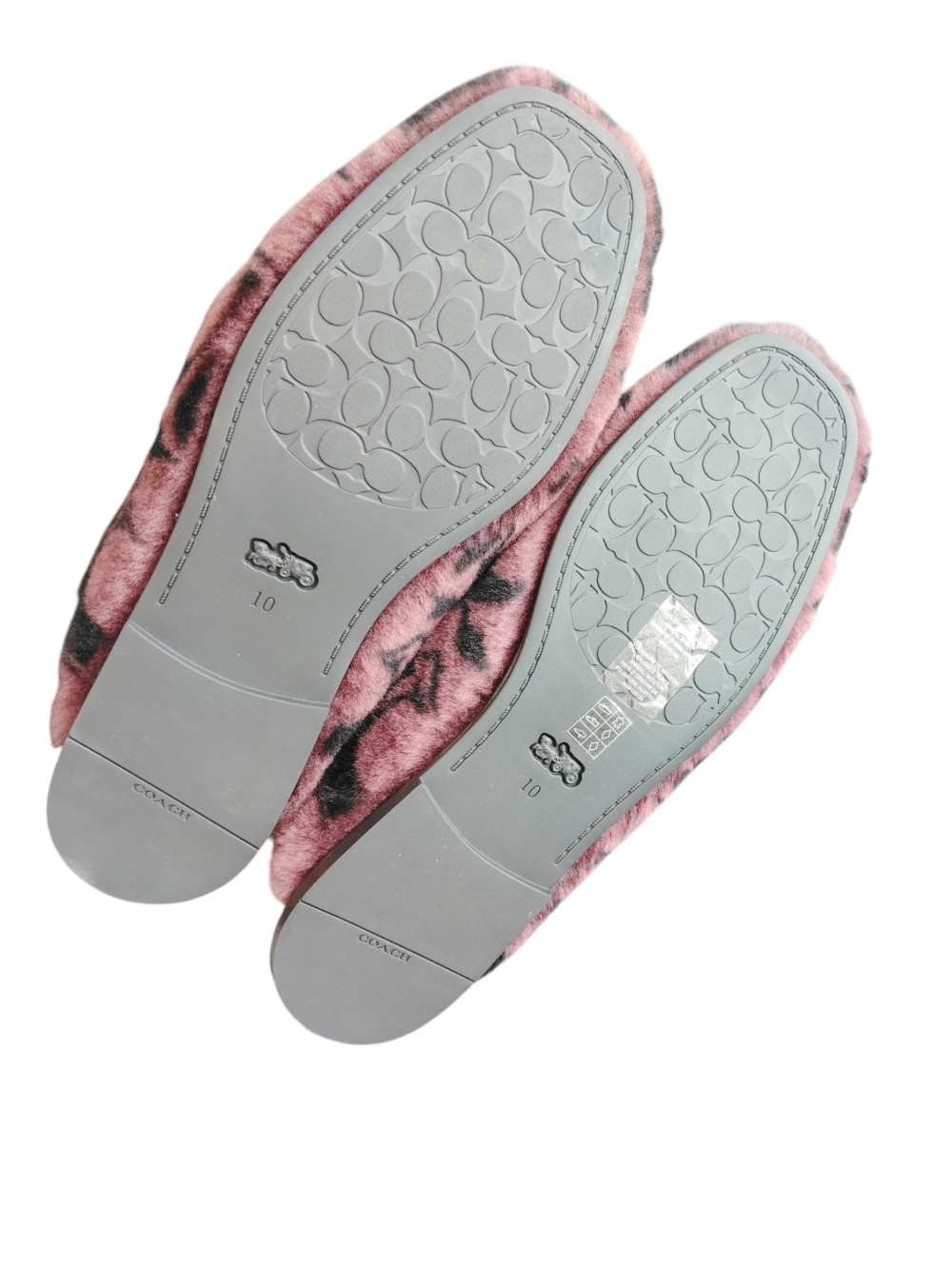 COACH Plush Logo Shearling Slippers In Merlot Sz 10 NWT - Picture 5 of 10